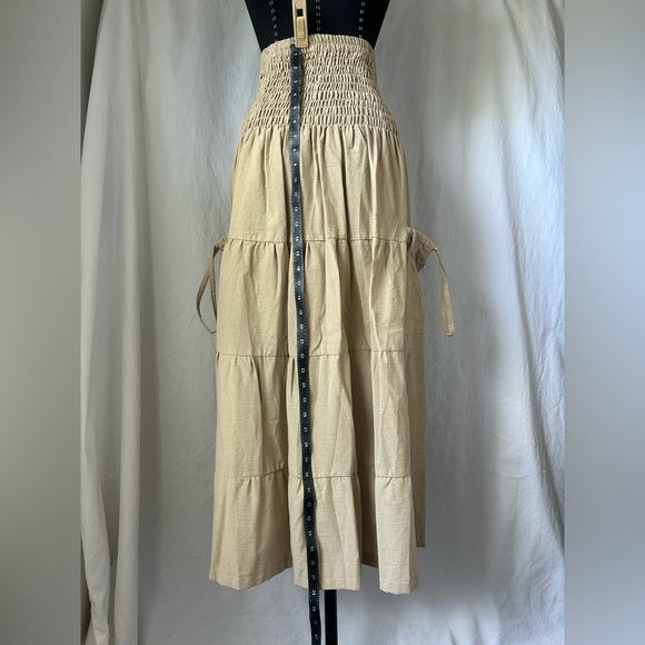 Thaluta 100% Organic Cotton Boho Festival Maxi Skirt or Dress Keela Beige OS - Picture 4 of 11